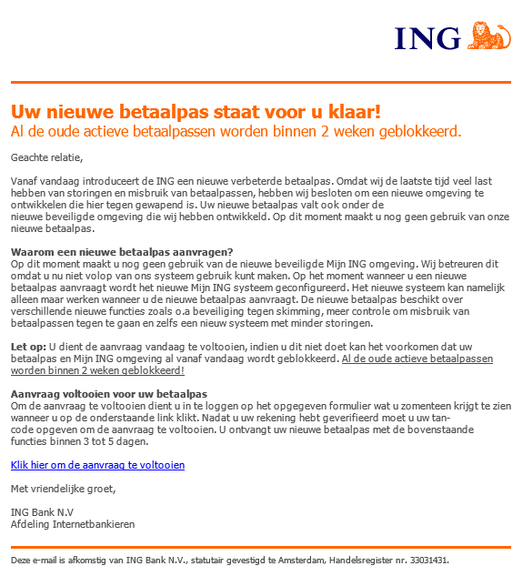 ING phishingmail voorbeeld ING phishingmail voorbeeld